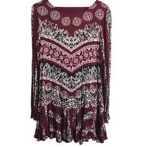 Free People Smooth Talker Mini Dress Small Tunic Flare Open Boho Festival Summer